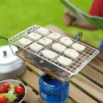 Kültéri pirítós állvány grill háló rozsdamentes acél összecsukható pirítós kenyértálca tartó Kemping sütőháló Camping BBQ kellékek