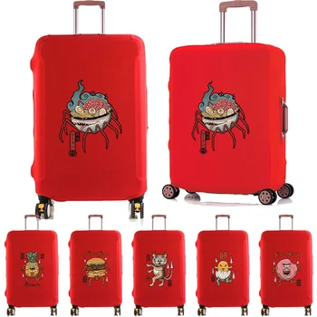  Poggyász bőröndvédő fedél 18 ~ 28 hüvelykes rugalmas porvédő tokhoz Utazó kiegészítők Aranyos-szörny Print Duffle táska