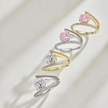 S925 Sterling ezüst gyűrűk nők Radian gyémánt ujjgyűrű női fényes 8A cirkon luxus ékszer ajándék ajándék hölgy party bankett