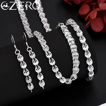 forró akció 925 Sterling ezüst charms fülbevaló nyaklánc karkötő lánc ékszerek aranyos nőknek szett esküvői ajándék