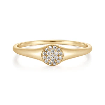 Finom ékszertervező Kézzel készített mikron Átlátszó gyémántszalag gyűrűk körül Valódi 14k tömör arany pecsétgyűrűk
