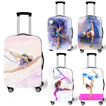 Kecsesen ritmikus gimnasztika Art Print Poggyászhuzat Pormentesítő bőrönd Női utazási kiegészítők Rugalmas kocsitok huzat