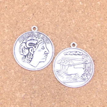 30db Charms érme 28mm Antik medálok,Vintage tibeti ezüst ékszerek,DIY karkötő nyaklánchoz