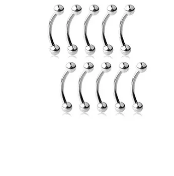 LOT50db Ingyenes szállítás Body piercing ékszerek - sebészeti acél szemöldök Tragus Bar piercing ívelt 16g szemöldök piercing