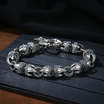 S925 Sterling ezüst vintage sárkánykarom karkötő férfi kézzel készített trend hűvös gyémánt mozsártörő design luxus ékszer ajándék