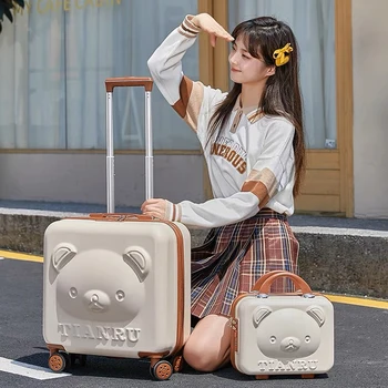 2023 Új rajzfilm utazóbőrönd kézitáskával 20 hüvelykes lány bevásárlókocsi táska divat női bőrönd guruló poggyász szett