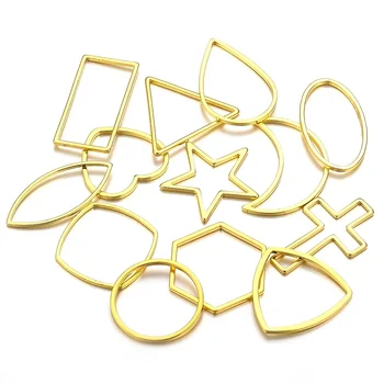 10db rozsdamentes acél aranyozott kereszt geometriai üreges nyitott keret medálcsatlakozók DIY fülbevalókhoz Ékszerkészítési kellékek