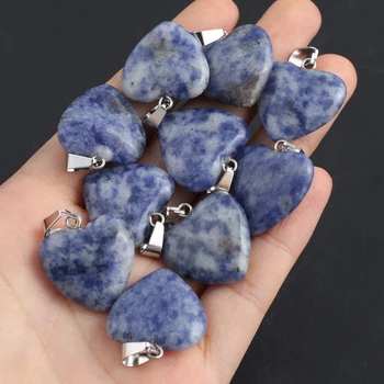 3Db kis medál természetes kő szív alakú balmatin medál ékszerkészítéshez DIY nyaklánc fülbevaló tartozék