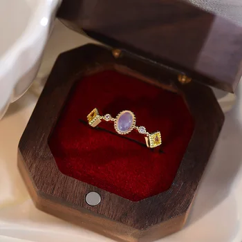 Francia vintage kristály opál geometriájú gyűrűk nőknek 2023 Új divat közös gyűrűs lány ékszer kiegészítők nagykereskedelme