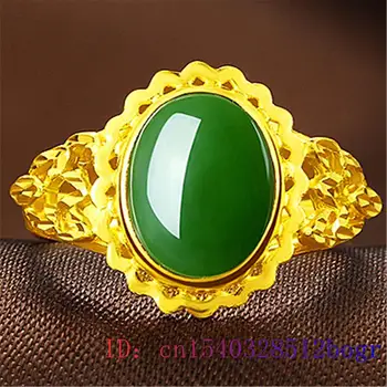 Zöld jáde gyűrű - nők 925 Ezüst divat ajándékok drágakő természetes ékszerek cirkon kalcedon férfi charm amulett kristály