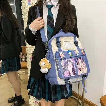 Kawaii hátizsák nylon váll lányok Tote crossbody táska Nagy kapacitású iskolatáskák