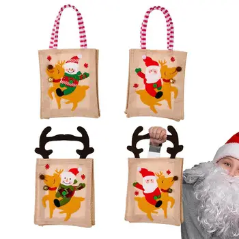 Karácsonyi bevásárlótáskák 4db karácsonyi csemegezsákok Jószág táskák Hozzon létre karácsonyi hangulatot Használja újra bármikor karácsonyi dekorációhoz