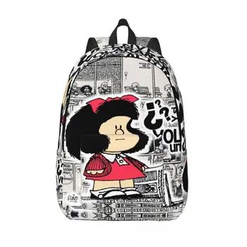 Mafalda rajzfilm vászon hátizsák férfiaknak Nők vízálló iskola Főiskolai anime táska nyomtatás könyvtáskák