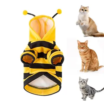 Pet méh Halloween jelmez Kutya kapucnis pulóverek Méh jelmez Puha macska ünnepi cosplay meleg ruhák vicces ruhák ruhák kis közepes