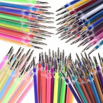 50db színes gél toll utántöltő készlet csillogó többszínű festés író toll utántöltő rúd fogantyúhoz Iskolai írószer eszköz