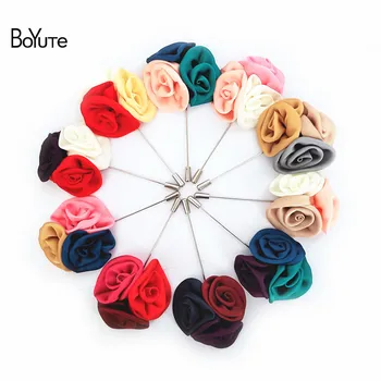 BoYuTe 10Pcs Mix színek Rózsavirág férfi hajtóka tű öltönyökhöz Esküvői Boutonniere bross kitűzők