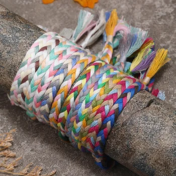 Meetvii Boho pamutzsinór bojt karkötők Nők Férfiak Etnikai stílus Szőtt színes, kézzel készített karkötők Minta ékszerek