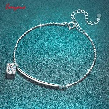 Smyoue 1CT Pasziánsz Moissanite karkötők nőknek D szín szimulált gyémánt karkötők S925 sterling ezüst ékszer esküvői ajándék