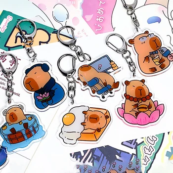 Lovely Capybara rajzfilm akril kulcstartó medál hátizsák autós táska kulcstartó dekoráció gyerek ajándék