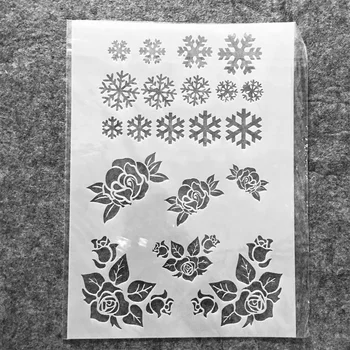 A4 29cm Rózsavirág Hópehely DIY rétegező sablonok Falfestés Scrapbook Színezés Dombornyomás Album dekoratív sablon