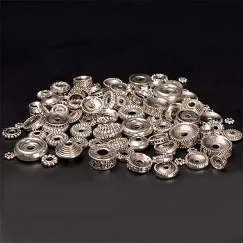 SEA MEW Mix Vintage Metal Alloy Antik ezüst színű Gyöngyök/Gyöngy sapkák/Medál ékszerkészítéshez 50g