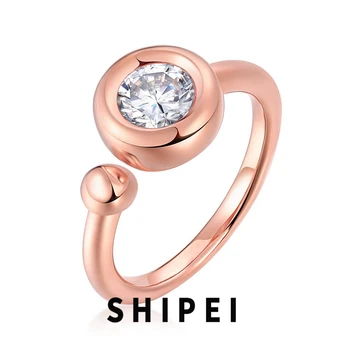 SHIPEI 1CT D Moissanite gyémánt rubin zafír smaragd drágakő nyitott állítható gyűrű ékszerek 100% 925 sterling ezüst nagykereskedelem
