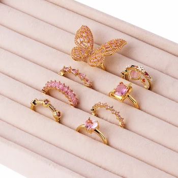 Mix Style rózsaszín kristály romantikus szív pillangó fényes gyűrű nőknek lányok gyűrű Y2K kiegészítők divat Új trend party ajándékok