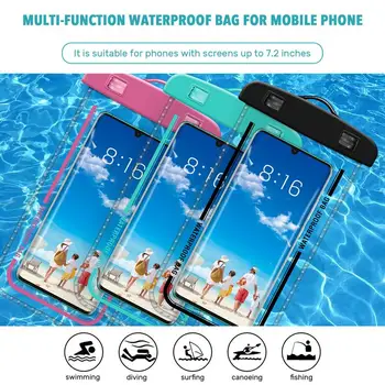 Clear lezárt úszótáska okostelefon vízálló csomag univerzális búvárkodás szörfözés mobiltelefon nyak tasak strandtároló tokokhoz