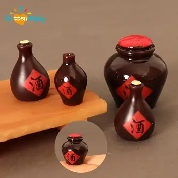 3db/készlet Mesterséges mini méret Kínai boroskorsó mód miniatűr figura Színlelj Játék Konyhai játék Babaház DIY kiegészítők Ajándék