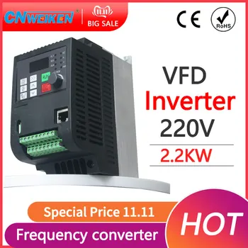 2.2KW 220V egyfázisú inverter bemenet VFD 220V - 3 fázisú kimeneti frekvenciaváltó állítható sebesség 2200W