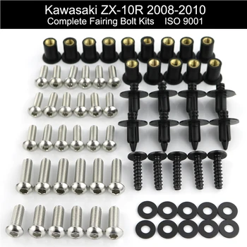 Fit for Kawasaki ZX10R ZX-10R 2008 2009 2010 motorkerékpár komplett teljes burkolócsavar készletek rozsdamentes acél csavarok anyák kapcsok