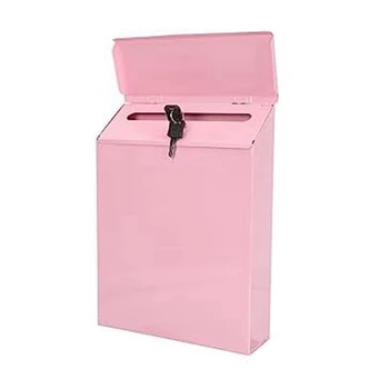 Falra szerelhető postafiók fali gyűjtődoboz Parasztház postafiók + kulcs otthoni irodához rózsaszín