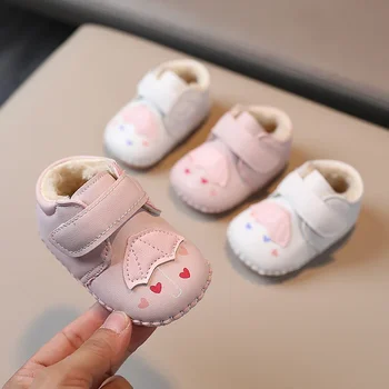 Baby Princess cipő puha talpú lány pamut cipő Ősz és tél 3-6 hónap Tartsa meg a sarkot és a plüsst 0-1 éves korig