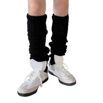Lányok Lolitas lábmelegítők Y2K kötött egymásra rakható lábujjak tömör üreges horgolt bokahalom zokni JK egységes lábvédő