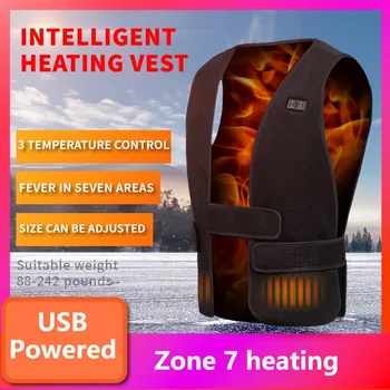 Sportkabát állítható méret Unisex 7 területes fűtött mellény USB infravörös melegítőmellény téli USB elektromos meleg fűtött mellény síelés