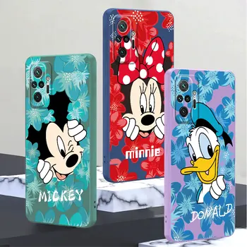 Négyzet alakú folyadéktok szilikon Disney Mickey Minnie Donald Telefontok Redmi 8 10 9C 9 9T 10C 9A 10A Megjegyzés 10 11 Pro 9 K40 Pro