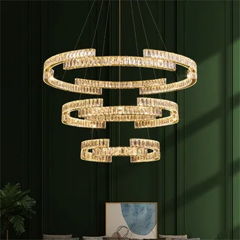 TEMAR Modern függőlámpa kerek LED kristályarany kreatív csillár dekoratív lámpatestek a szálloda nappalijában