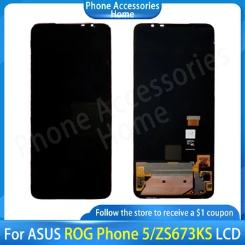 Eredeti AMOLED ASUS ROG Phone 5 ZS673KS LCD kijelzős érintőképernyőhöz ASUS ROG Phone 5 ZS673KS LCD-hez