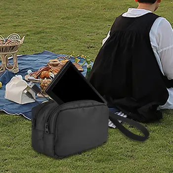 Utazási kábelrendező táska Két kettős cipzáras kialakítás Több zseb kialakítás Fekete hordtáska vezetékekhez Elektronikus termék
