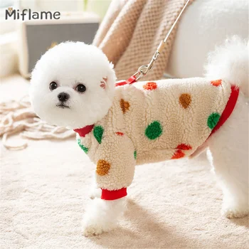 Miflame Polka pöttyös Kis kutyák kapucnis pulóverek Aranyos kölyökkutya ruházat Téli gyapjú kutyák pulóver Bichon Chihuahua Háziállatok Macskák Meleg pizsama