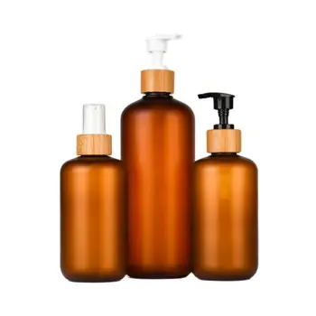 10Pcs lotion pump palack üres 120ml 250ml 500ml PET fagy tiszta borostyán kozmetikai újratölthető sampon tusfürdő fertőtlenítő palackok