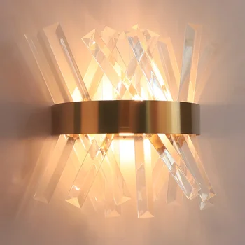 Kristály fali lámpatest hálószoba arany lámpák mellett AC 90-260V Fürdőszoba rozsdamentes acél LED Sconce