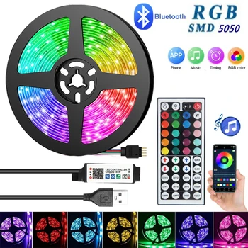 USB LED szalag fény RGB 5050 Music Sync színváltás érzékeny beépített Bluetooth alkalmazás Smart Control lámpák TV DC5V rugalmas