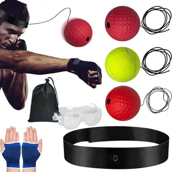 Boxing reflex fejpánt szett Ütési sebesség edzés Hordható labdakészlet rugalmas fejpánttal Reakcióreakció tréner felszerelés