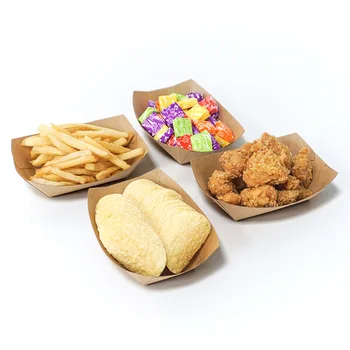 Testreszabott termékEgyedi eldobható snack élelmiszer csomagolás Kraft papír ételtálca Hot dog doboz Csónak doboz