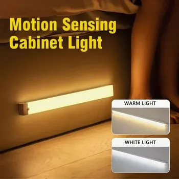 LED PIR mozgásérzékelő szekrény alatti lámpa szabályozható újratölthető éjszakai fény lépcső szekrény szoba folyosó cső rúdérzékelő izzó