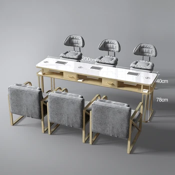 Körömprotézis manikűr asztal Egyszerű irodai tervező Manikűr asztal Professzionális smink Mesa Manicura szalonbútor YN50MT