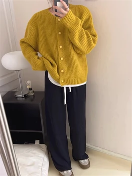 Téli női pulóver Kötött Cardigan Oversize lány pulóver Nő Kasmír pulóver felsők Hosszú ujjú Maxi Vintage Y2k vastag