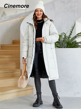 Cinemore női dzseki 2023 tél Meleg hosszú parkák kapucnis felsőruházat női ruházat divat kabát női kabát uniszex