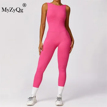 MyZyQg Women Seamless Hollow Back Yoga Jumpsuit Tight Exercise Hip Lift Onesie jóga ruha Skinny Gym Sport jumpsuit Bodysuit